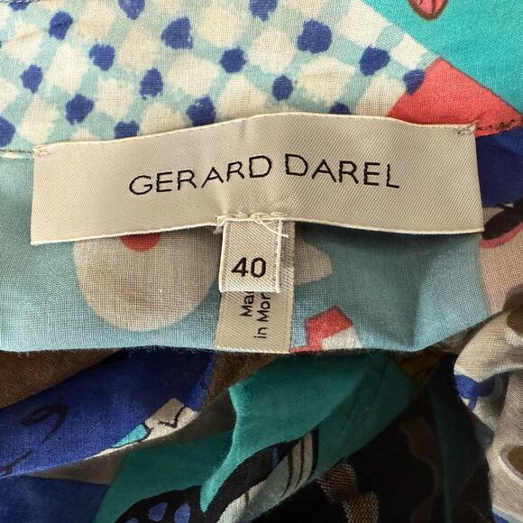 Gerard Darel Shirt Tunic Dress Size 8 Abstract Patchwork Print Silk Cotton - Picture 13 of 13